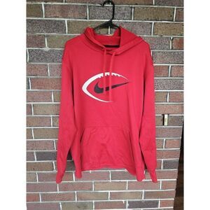 Nike Therma Dri-Fit Fleece Mens Size Large Football Gym Hoodie 902598 Swoosh Red